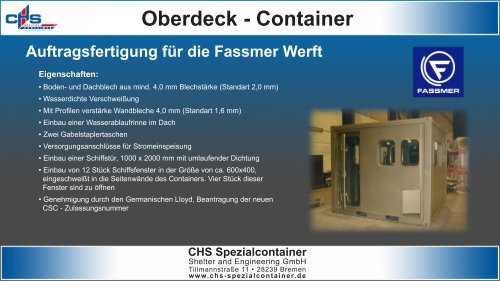 Infoblatt Oberdeck-Container - bei CHS Spezialcontainer