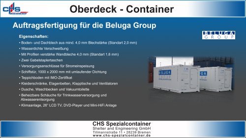 Infoblatt Oberdeck-Container - bei CHS Spezialcontainer