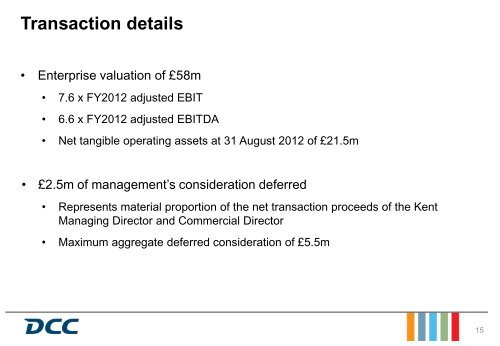 Investor Presentation DCC Healthcare Acquisition of Kent ...