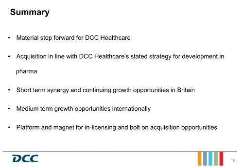 Investor Presentation DCC Healthcare Acquisition of Kent ...