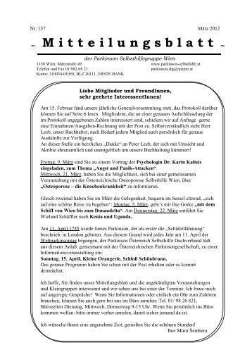 Mitteilungsblatt MÃ¤rz 2012 - Parkinson Selbsthilfe Wien