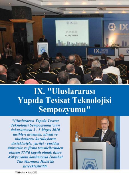 IX. "UluslararasÄ± YapÄ±da Tesisat Teknolojisi Sempozyumu" 10 - TTMD