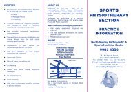 SPORTS PHYSIOTHERAPY SECTION - North Shore Physiotherapy