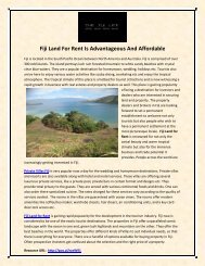 Fiji Land For Rent Is Advantageous And Affordable