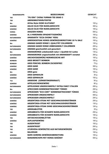 Eine komplette Sortimentsliste können Sie hier herunterladen (pdf