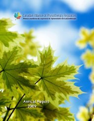 Annual Report 2009 - Canadian Alliance of Physiotherapy Regulators