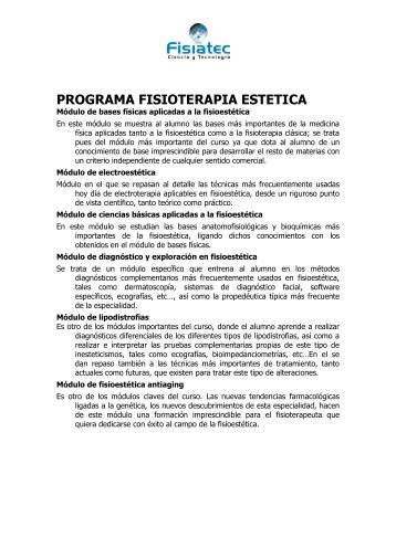 PROGRAMA FISIOTERAPIA ESTETICA