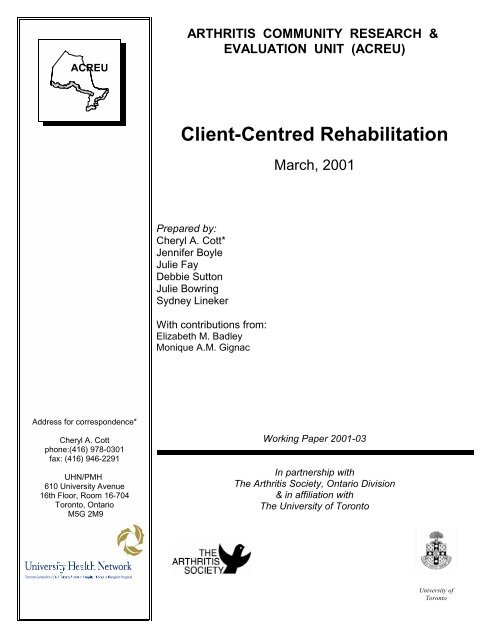 Client-Centred Rehabilitation - Arthritis Community Research ...