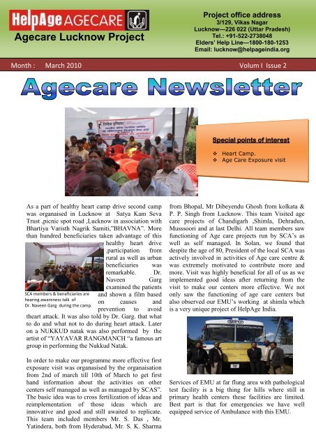 Agecare Lucknow Project - Helpage India Programme