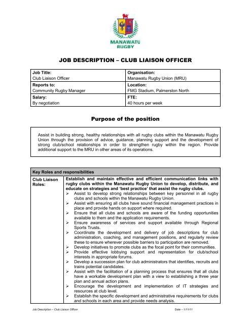 Club welfare officer job description football