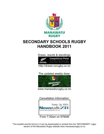 secondary schools rugby handbook 2011 - Manawatu Rugby