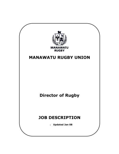 MANAWATU RUGBY UNION Director of Rugby JOB DESCRIPTION