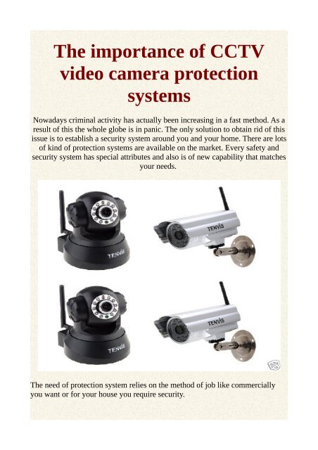 The importance of CCTV video camera protection systems