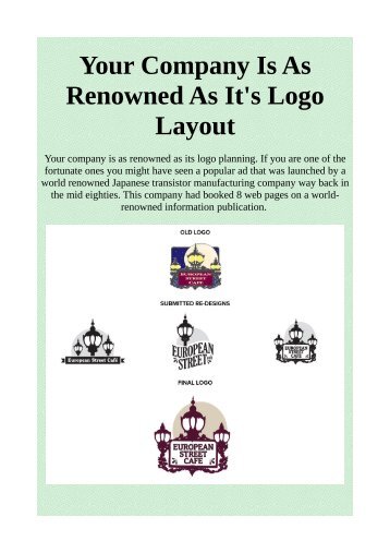 Your Company Is As Renowned As It's Logo Layout