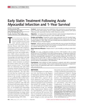 Early Statin Treatment Following Acute Myocardial Infarction - UCLA ...