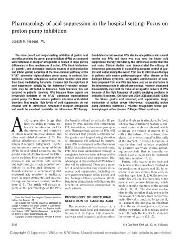 Pharmacology of acid suppression in the hospital ... - Joseph Pisegna