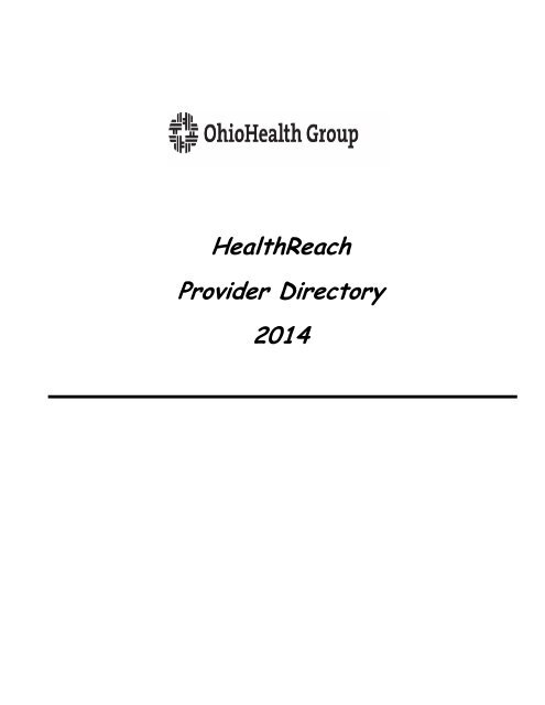 HealthReach Provider Directory 2013 - OhioHealth Group