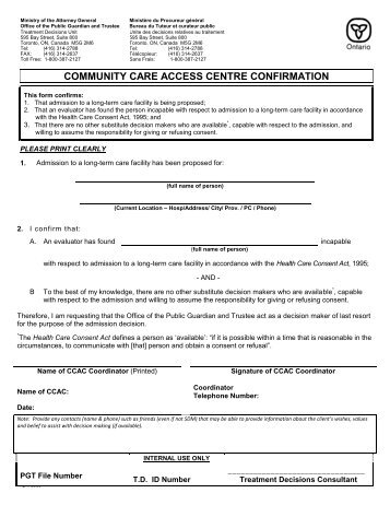 PGT CCAC Confirmation Form - centralwesthealthline.ca