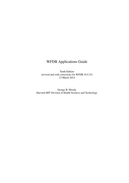 WFDB Applications Guide - PhysioNet