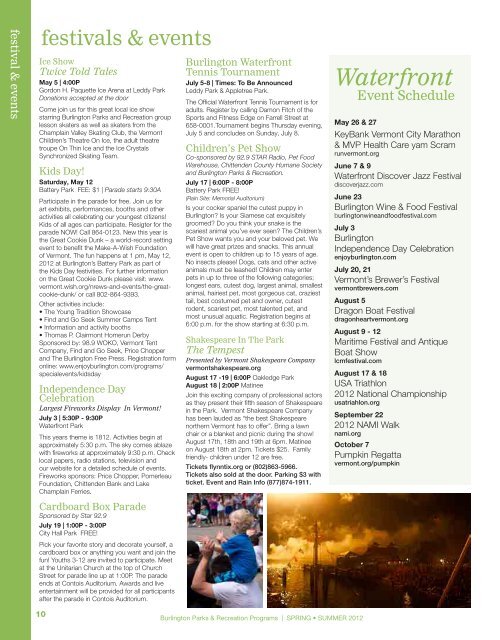 Program Guide - Burlington Parks and Recreation