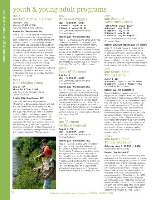 Program Guide - Burlington Parks and Recreation