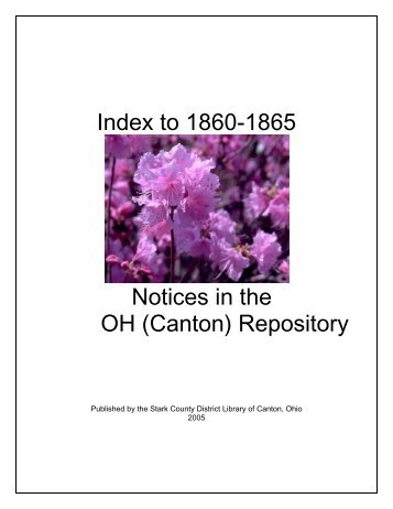 Index to 1860-1865 Notices in the OH (Canton) Repository