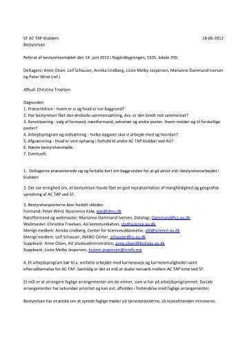 ST AC TAP Klubben 18-06-2012 Bestyrelsen Referat af ...