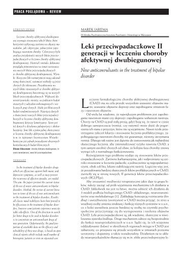 Leki przeciwpadaczkowe II generacji w leczeniu choroby afektywnej ...
