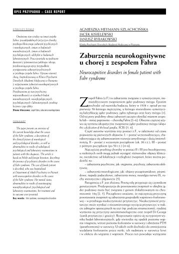 Zaburzenia neurokognitywne u chorej z zespoâem Fahra