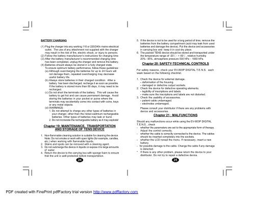 TENS EV-803P Manual - Current Solutions LLC