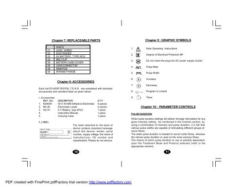 TENS EV-803P Manual - Current Solutions LLC