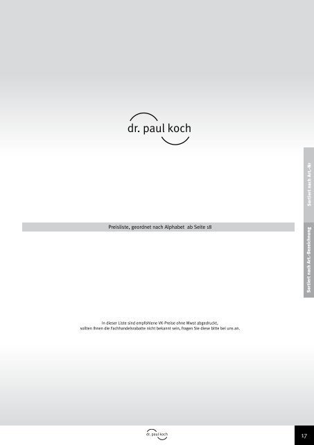 Gesamtpreisliste Ausgabe Nr. 55 - gültig ab 7/2011 - dr. paul koch