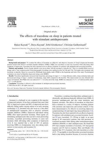 The effects of trazodone on sleep in patients treated with stimulant ...