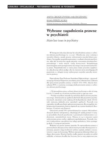 Wybrane zagadnienia prawne w psychiatrii