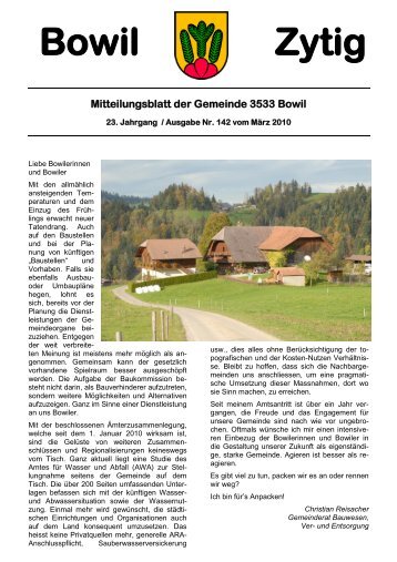 Bowil-Zytig Nr. 142 vom MÃ¤rz 2010 - Gemeinde Bowil