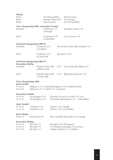 Coiste Thir Eoghain Annual Report Book 2010 - Tyrone GAA | Tir ...