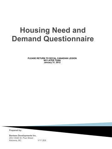 Housing Need and Demand Questionnaire - Summerland Chamber