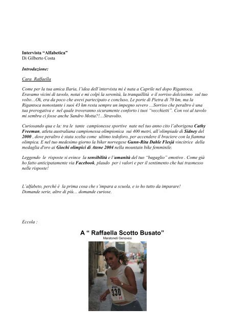 Intervista Alfabetica a Raffaella Scotto Busato - Genova di corsa