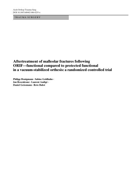 Aftertreatment of malleolar fractures following ORIF ... - VACOped