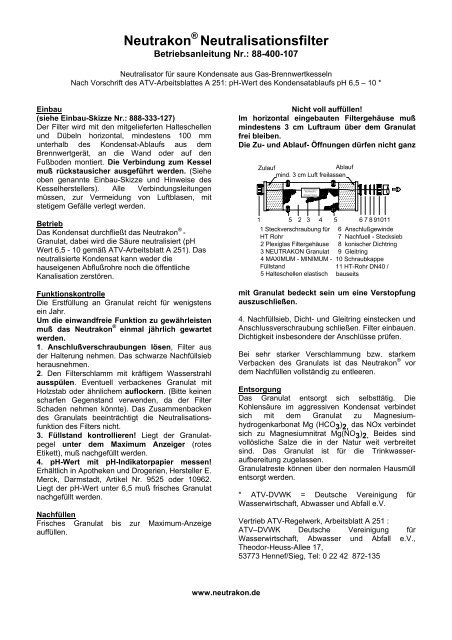 Neutrofier Ii User Guide.pdf Neutrakon® Neutralisationsfilter