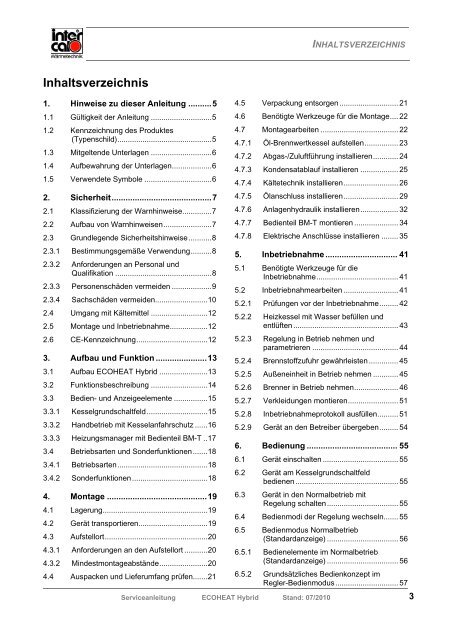 Serviceanleitung - Intercal