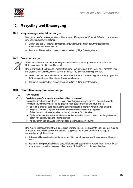 Serviceanleitung - Intercal