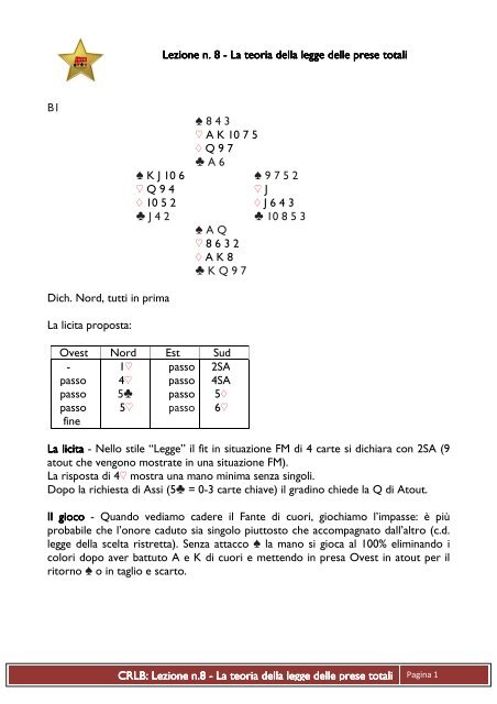 Lezione 8 - La teoria della legge delle prese totali - mani