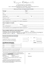 BULLETIN D'INSCRIPTION - Voyages coopératifs