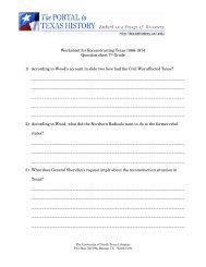 Worksheet for Reconstructing Texas 1866-1874 Question sheet 7th ...