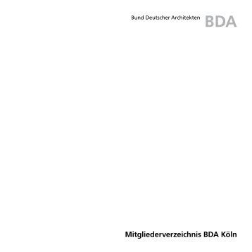Mitgliederverzeichnis BDA Köln