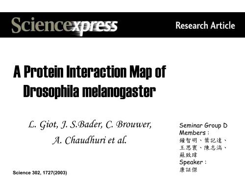 A Protein Interaction Map of Drosophila melanogaster