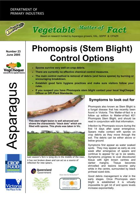 Phomopsis (Stem Blight) - Vegetable Growers Association of Victoria