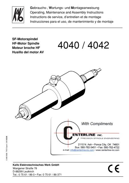 SF-Motorspindel HF-Motor Spindle Moteur broche ... - Centerline Inc