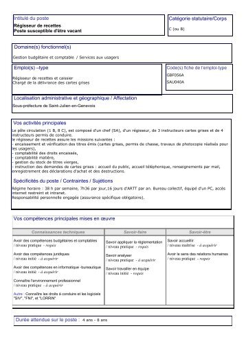 Fiche poste C SP St Julien RÃ©gisseur-PREF 74.pdf - BRIEP Rhone ...